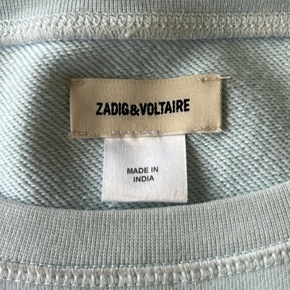 ZADIG & VOLTAIRE SEQUINS TIGER HEAD SWEATSHIRT LIGHT BLUE  SIZE 14/S - Picture 4 of 9